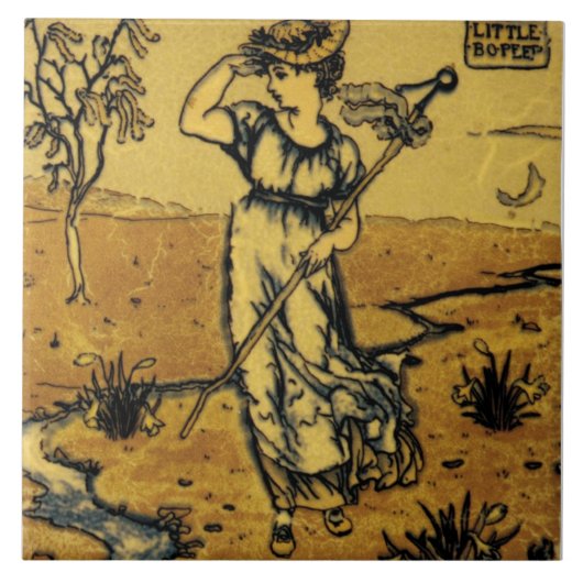 Repro Art Nouveau Modern Little Bo Peep Sketch Tegeltje (Voorkant)