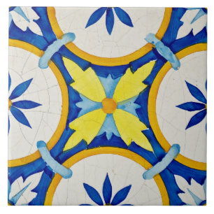 Repro Azulejos Portugal Geometric Yellow Blue Ti Tegeltje