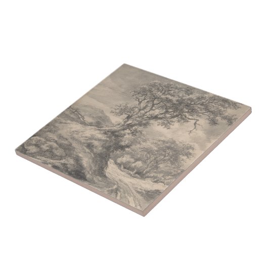 Repro Black and White Tile River Scene Tegeltje (Zijkant)