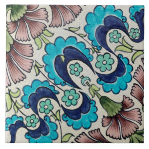 Repro Blauw Maroon Bloemen De Morgan tegels Tegeltje