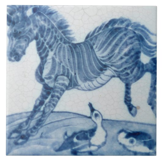 Repro  Blauw paard De Morgan tegels Tegeltje (Voorkant)