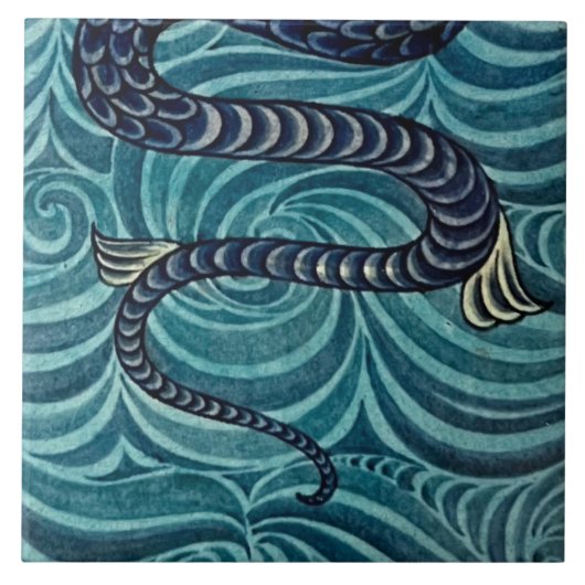 Repro  Blauw Zeepaardje De Morgan tegels Tegeltje (Voorkant)