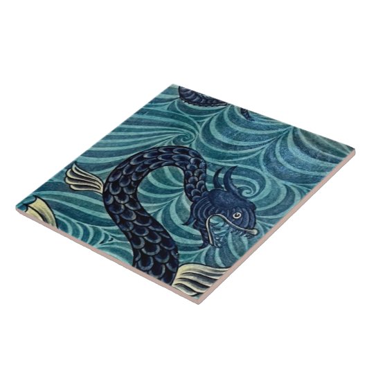 Repro  Blauw Zeepaardje De Morgan tegels Tegeltje (Zijkant)