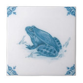 Repro Blauwe en Witte Kikker Delft Tegeltje (Voorkant)