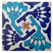Repro  Blue Geometric Floral Tile Tegeltje (Voorkant)