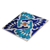 Repro  Blue Geometric Floral Tile Tegeltje (Zijkant)