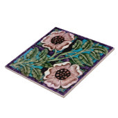 Repro Bright Handschilded De Morgan Roos & Trellis Tegeltje (Zijkant)