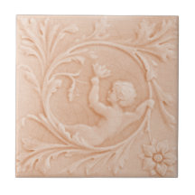 Repro c1880 Minton Faux Relief Cherub Peach roze