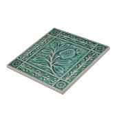 Repro c1900 Blauwgroen Majolica Faux Relief Pomegr Tegeltje (Zijkant)