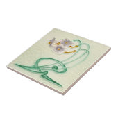 Repro c 1900 Richards Art Nouveau Narcissus Trio Tegeltje (Zijkant)