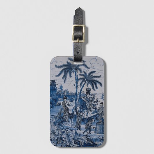 Repro Chinoiserie Delft Blue en White Tegel Bagagelabel (Voorkant (verticaal))