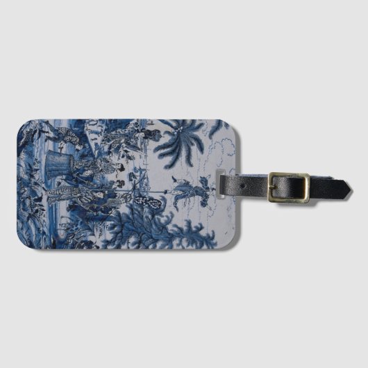 Repro Chinoiserie Delft Blue en White Tegel Bagagelabel (Voorkant (horizontaal))