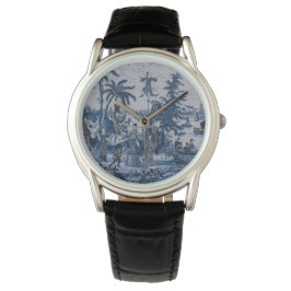 Repro Chinoiserie Delft Blue en White Tegel Horloge