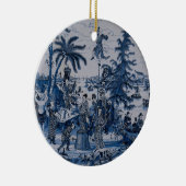 Repro Chinoiserie Delft Blue en White Tegel Keramisch Ornament (Rechts)