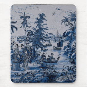 Repro Chinoiserie Delft Blue en White Tegel Muismat