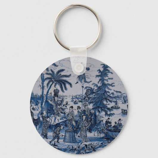Repro Chinoiserie Delft Blue en White Tegel Sleutelhanger (Achterkant)