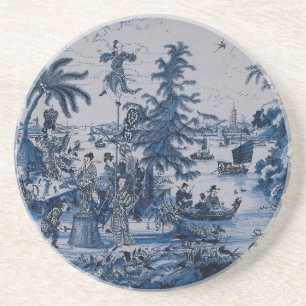 Repro Chinoiserie Delft Blue en White Zandsteen Onderzetter