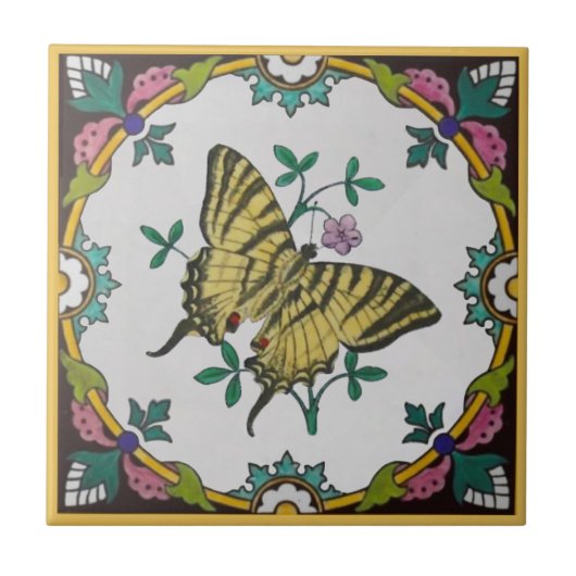 Repro Colorful Minton Swallowtail Butterfly Tegeltje (Voorkant)