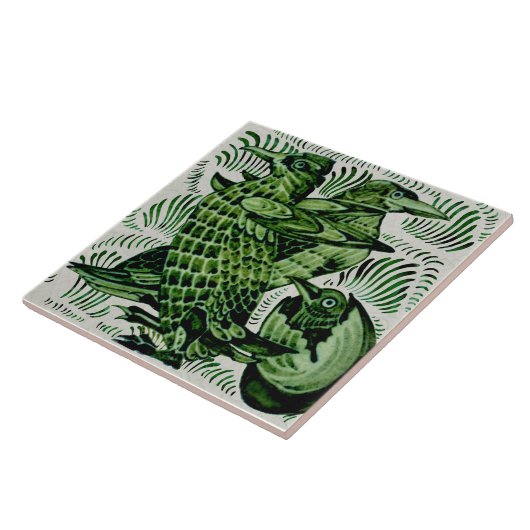 Repro De Morgan Birds+Chick Hatching Handschilderd Tegeltje (Zijkant)