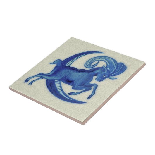 Repro De Morgan Blue Goat Jumping over Moon Tegeltje (Zijkant)