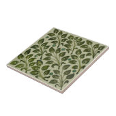 Repro De Morgan Green Leafy Foliage Field Tile Tegeltje (Zijkant)