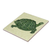 Repro De Morgan Green Tortoise Turtle Ceramic Tile Tegeltje (Zijkant)