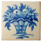 Repro Deftware Bouquet Flowers Vase Blue Delft Tegeltje (Voorkant)