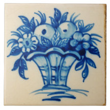 Repro Deftware Bouquet Flowers Vase Blue Delft