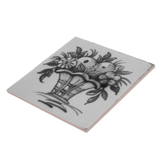 Repro Deftware Bouquet Flowers Vase Blue Delft Til Tegeltje (Zijkant)