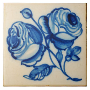 Repro Deftware Floral Bouquet Blue Delft Tile Tegeltje