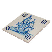 Repro Deftware Sail Ship Blue Delft Tile Tegeltje (Zijkant)