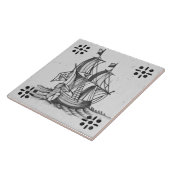 Repro Deftware Sail Ship Blue Delft Tile Tegeltje (Zijkant)