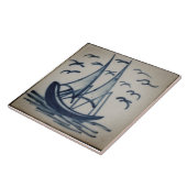 Repro Deftware Schip Zeilboot Blauw Delft Tegel Tegeltje (Zijkant)