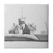 Repro Delft Black en White nederlandse chapel Tege Tegeltje (Voorkant)