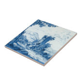 Repro Delft Blue en White Tile River Scene Tegeltje (Zijkant)