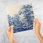 Repro Delft Blue en White Tile River Scene Tegeltje