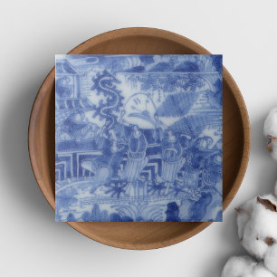 Repro Delft Tegel Chinoiserie Decoupage Blauw Wit Tegeltje