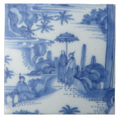 Repro Delft Tegel Chinoiserie Decoupage Blauw Wit Tegeltje (Voorkant)