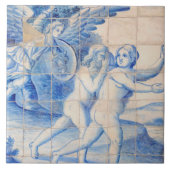 Repro Delft Tile Adam en Eva Expulsion Tegeltje (Voorkant)