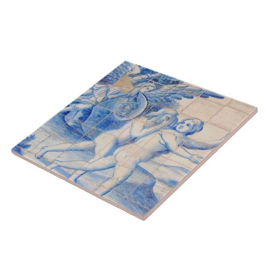 Repro Delft Tile Adam en Eva Expulsion Tegeltje (Zijkant)