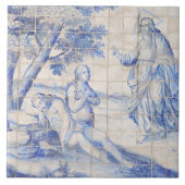 Repro Delft Tile Adam en Eve Biblical Tegeltje (Voorkant)