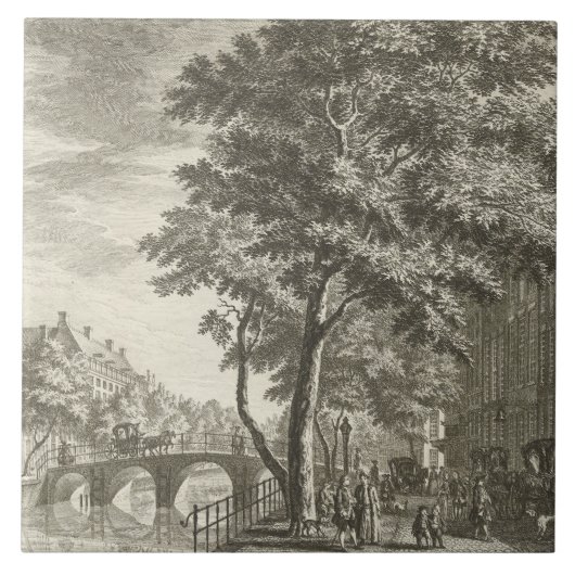 Repro Delft Tile Amsterdam Street Scene Tegeltje (Voorkant)