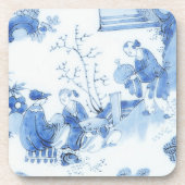 Repro Delft Tile Blue Chinoiserie Bier Onderzetter (Voorkant)