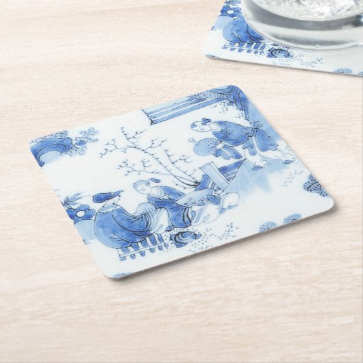 Repro Delft Tile Blue Chinoiserie Kartonnen Onderzetters (Schuin)