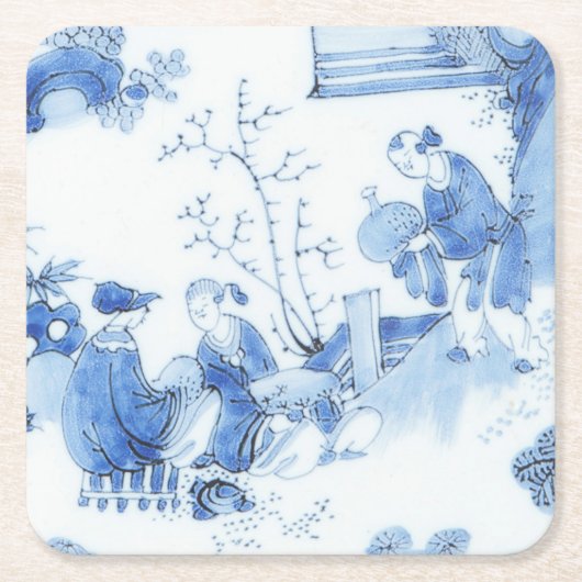 Repro Delft Tile Blue Chinoiserie Kartonnen Onderzetters (Voorkant)