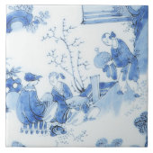 Repro Delft Tile Blue Chinoiserie Tegeltje (Voorkant)