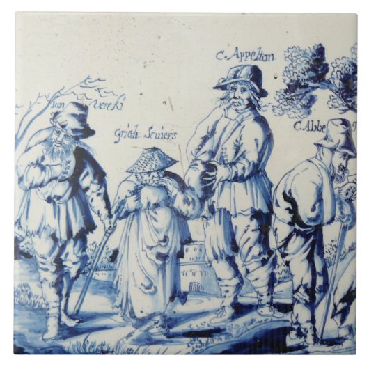 Repro Delft Tile Blue Les Gueux Tegeltje (Voorkant)