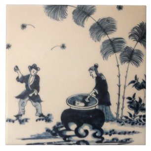 Repro Delft Tile Chinoiserie Witchcraft Tegeltje