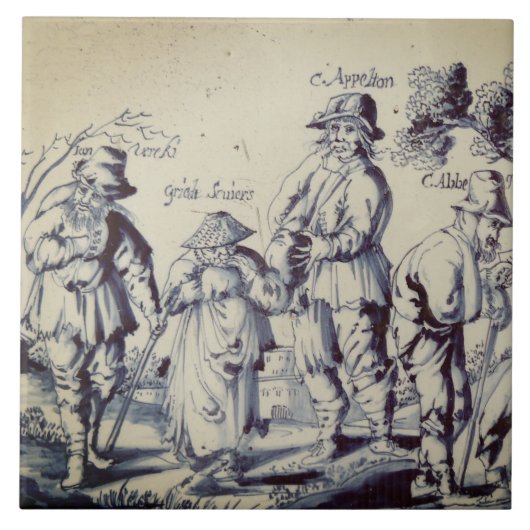Repro Delft Tile Les Gueux Antiek Tegeltje (Voorkant)