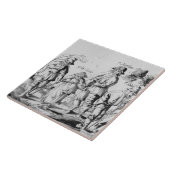 Repro Delft Tile Les Gueux Black en White Tegeltje (Zijkant)